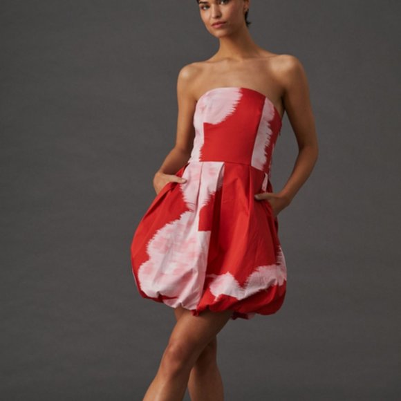 Anthropologie Dresses & Skirts - Anthropologie Hutch 10 NWT Polly Strapless Bubble Mini Dress Bow Pink Red New